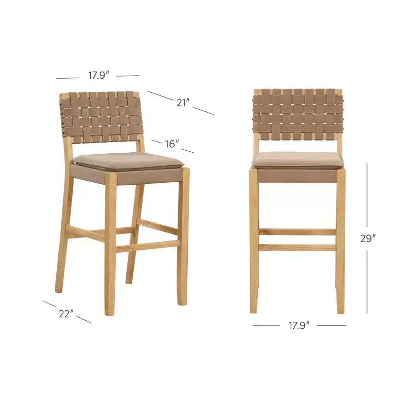 Sgabello da bar Cohen altezza bancone: struttura in legno di gomma, sedile in similpelle, limite 136 kg