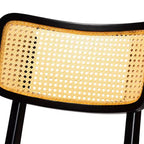 Sgabello da bar Tafari in legno e rattan, altezza bancone, marrone scuro/marrone chiaro
