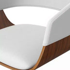 Sgabello da bar girevole regolabile Calinda Bianco: Moderno di metà secolo, Struttura in legno curvato, Rivestimento in lino