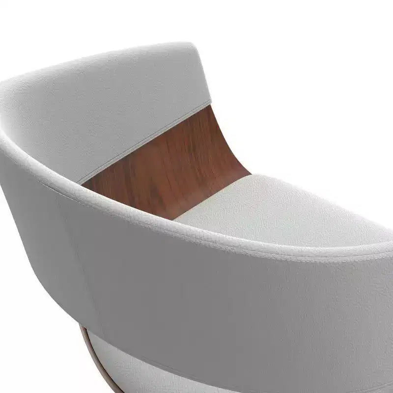 Sgabello da bar girevole regolabile Calinda Bianco: Moderno di metà secolo, Struttura in legno curvato, Rivestimento in lino