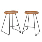 Lifestorey Set of 2 Chapman 24" Counter Height Barstool Natural: Black Frame, Pinewood, Industrial Design