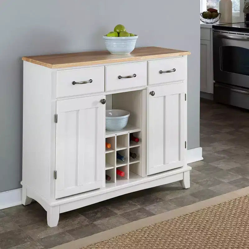 Credenza a Buffet Stile Hutches Legno/Bianco/Naturale