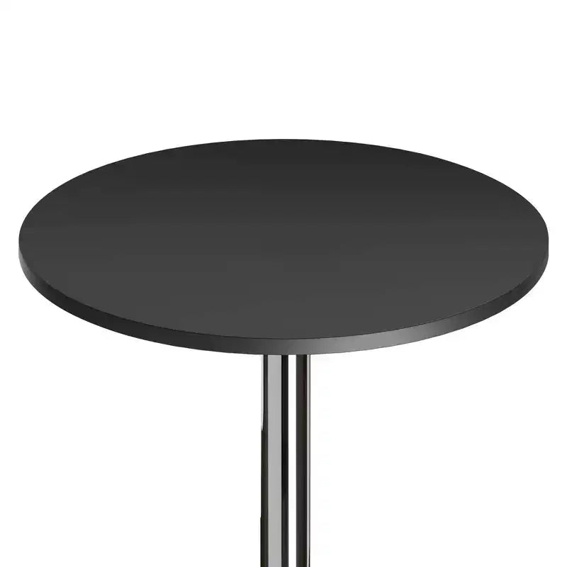 Tavolo Spectrum rotondo da 24" ad altezza bar con gambe in metallo nero: base cromata, piano in MDF, stile contemporaneo