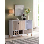 Credenza moderna Hoff bianco lucido e sabbia invecchiata