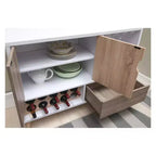 Credenza moderna Hoff bianco lucido e sabbia invecchiata