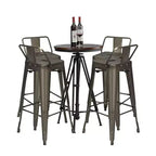 Sgabelli da Bar in Metallo 30'' Altezza Bar Industriali con Schienale Basso in Acciaio