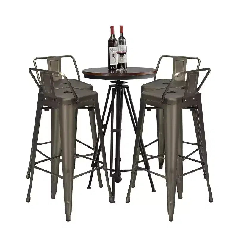 Sgabelli da Bar in Metallo 30'' Altezza Bar Industriali con Schienale Basso in Acciaio