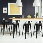 Sgabelli da Bar in Metallo 30'' Altezza Bar Industriali con Schienale Basso in Acciaio