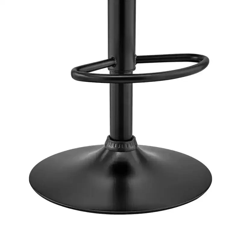 Sgabello da bar Brock regolabile ad altezza bancone con seduta in similpelle, schienale con finitura noce e base in acciaio