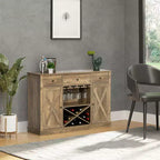 Credenza a buffet da fattoria con portabottiglie a X, portabicchieri, 3 cassetti