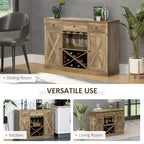 Credenza a buffet da fattoria con portabottiglie a X, portabicchieri, 3 cassetti