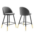 Set of 2 Cordial Performance Velvet Counter Height Barstools - Modway