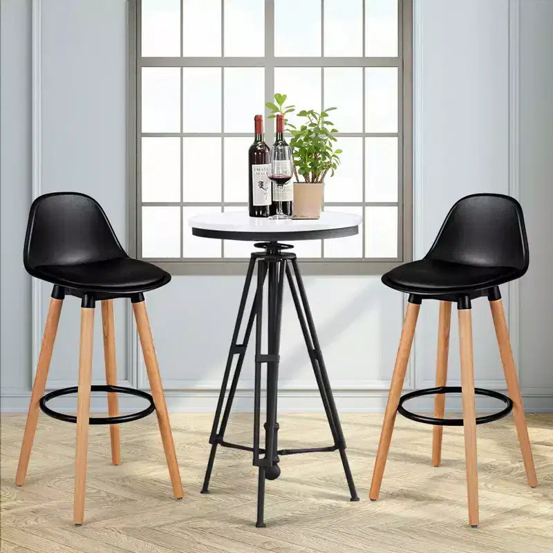 Sgabello da Bar Mid-Century da 28,5" Sedia da Pranzo/Pub con Sedile Imbottito in Pelle Nera