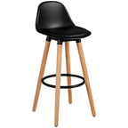 Sgabello da Bar Mid-Century da 28,5" Sedia da Pranzo/Pub con Sedile Imbottito in Pelle Nera