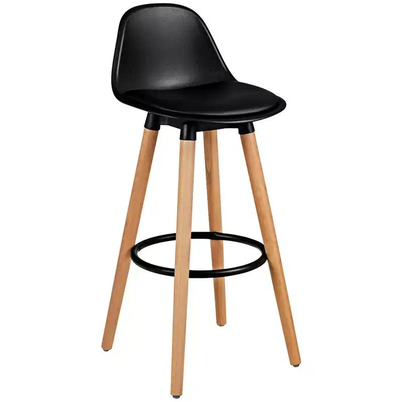 Sgabello da Bar Mid-Century da 28,5" Sedia da Pranzo/Pub con Sedile Imbottito in Pelle Nera