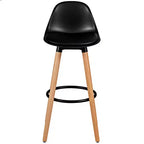 Sgabello da Bar Mid-Century da 28,5" Sedia da Pranzo/Pub con Sedile Imbottito in Pelle Nera