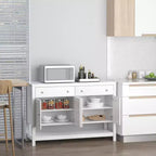 Mobile credenza moderno da 47", armadietto da buffet, mobiletto d'accento con ripiani e cassetti regolabili, per soggiorno, bianco