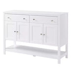 Mobile credenza moderno da 47", armadietto da buffet, mobiletto d'accento con ripiani e cassetti regolabili, per soggiorno, bianco