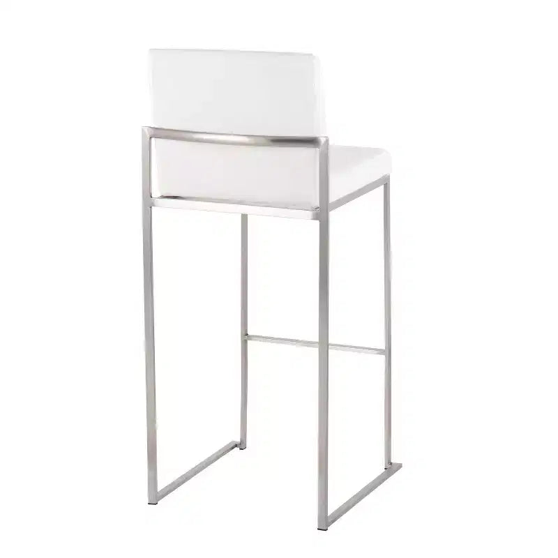 Sgabelli da bar Fuji con schienale alto in acciaio inossidabile/velluto
