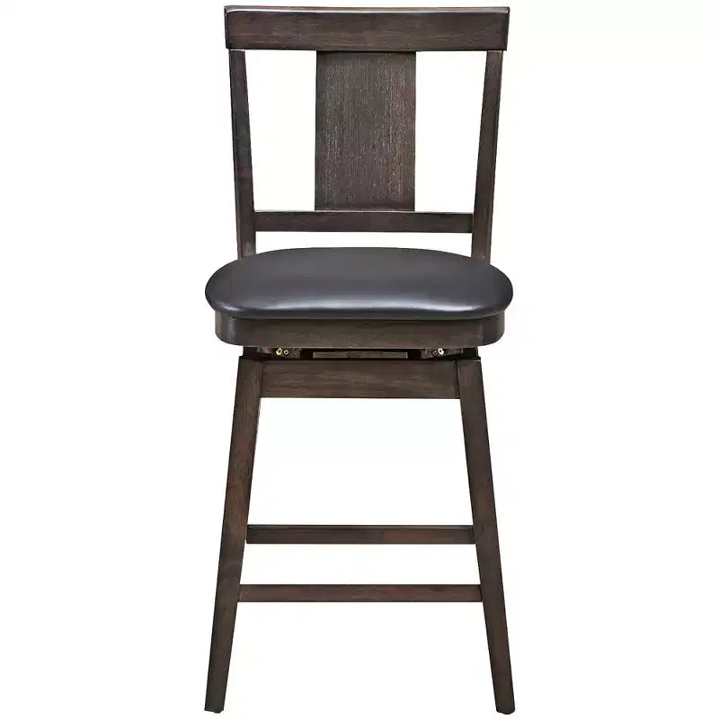 Sgabello da bar girevole da 24 pollici, imbottito, altezza bancone, con gambe in legno di gomma
