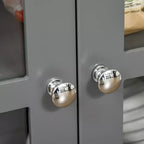 Mobile credenza, Armadio contenitore con ante in vetro, armadio a ripiani regolabili e 2 cassetti per la cucina