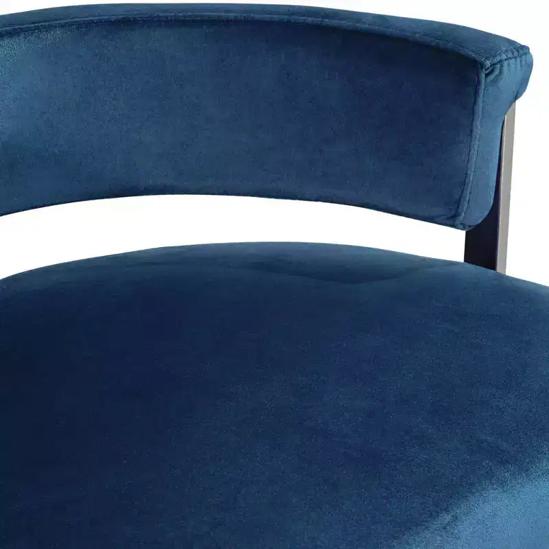 Sgabello da bar Jazmin in acciaio inossidabile lucido argento 31 alto moderno cuscino blu con schienale basso poggiapiedi per cucina bancone isola