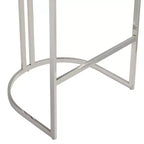 Sgabello da bar Jazmin in acciaio inossidabile lucido argento 31 alto moderno cuscino blu con schienale basso poggiapiedi per cucina bancone isola