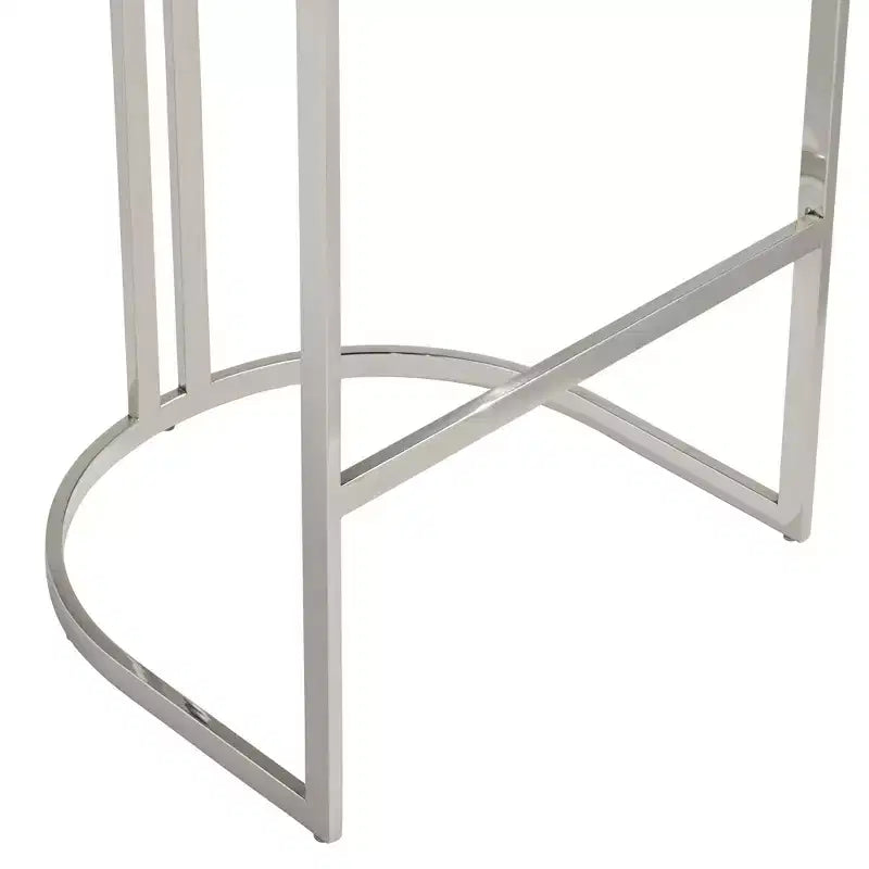 Sgabello da bar Jazmin in acciaio inossidabile lucido argento 31 alto moderno cuscino blu con schienale basso poggiapiedi per cucina bancone isola