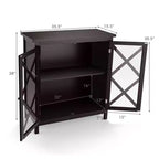 Mobile credenza da cucina con ante in vetro e ripiano regolabile Bianco/Marrone