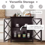 Mobile credenza da cucina con ante in vetro e ripiano regolabile Bianco/Marrone