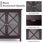 Mobile credenza da cucina con ante in vetro e ripiano regolabile Bianco/Marrone