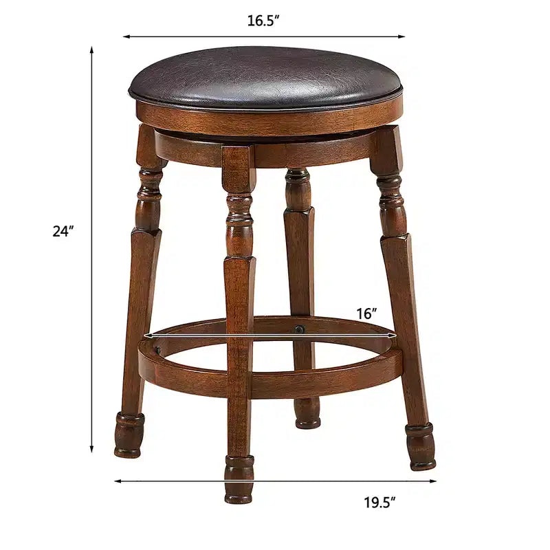 Sgabello da bar girevole da 24" in pelle imbottito da pranzo cucina pub senza schienale