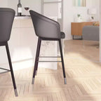 Sgabello Temperance Modern con struttura in legno e dettagli metallici