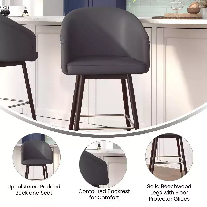 Sgabello Temperance Modern con struttura in legno e dettagli metallici