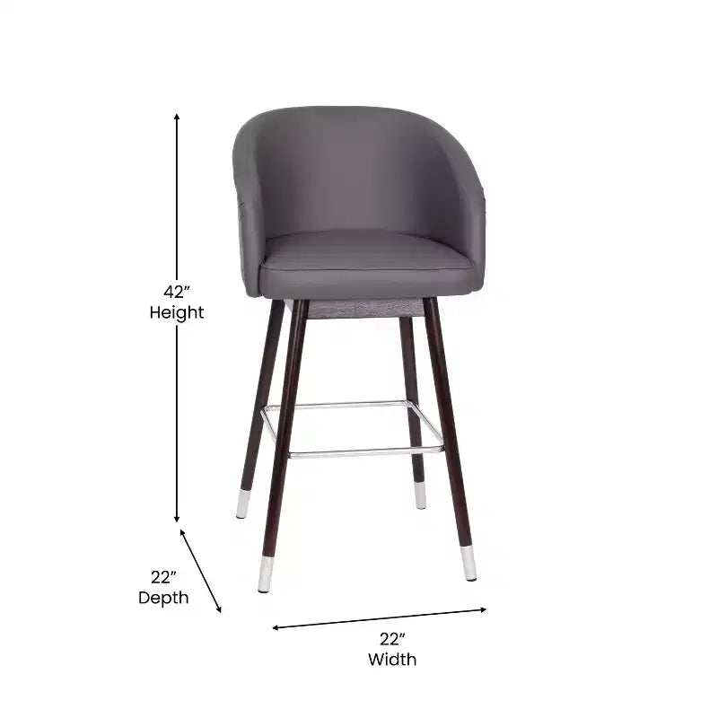 Sgabello Temperance Modern con struttura in legno e dettagli metallici