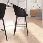 Sgabello Temperance Modern con struttura in legno e dettagli metallici