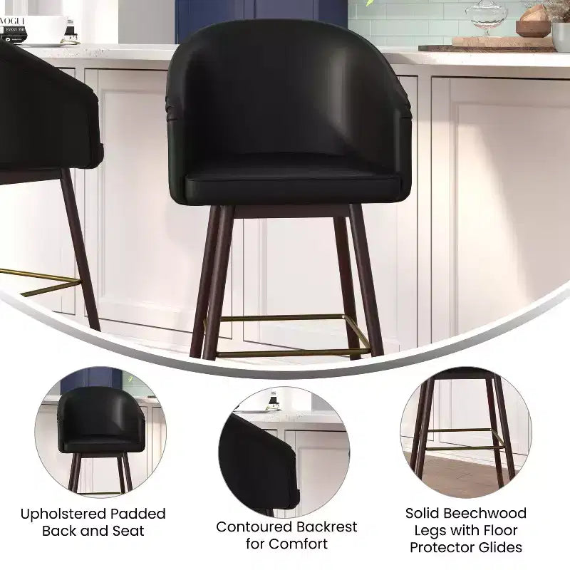 Sgabello Temperance Modern con struttura in legno e dettagli metallici