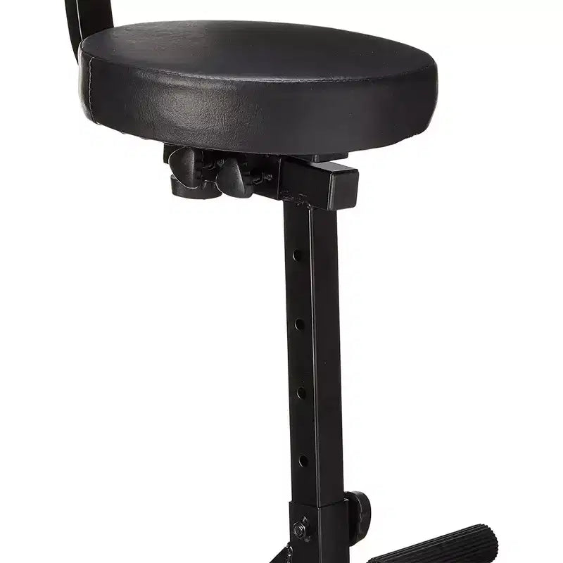Sgabello portatile imbottito con schienale per DJ, musicisti, artisti, con limite di peso di 136 kg e altezza regolabile, nero