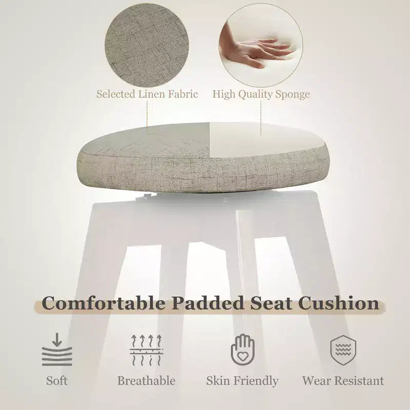 Sgabelli da Bar Girevoli Imbottiti ad Altezza Bancone con Gambe in Legno di Caucciù