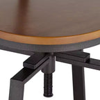 Sgabello da bar girevole in metallo bronzato Clifton, marrone, alto 75 cm, regolabile, con sedile in legno, schienale e poggiapiedi, stile industriale, per bancone cucina