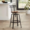 Sgabello da bar girevole in metallo bronzato Clifton, marrone, alto 75 cm, regolabile, con sedile in legno, schienale e poggiapiedi, stile industriale, per bancone cucina