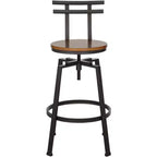 Sgabello da bar girevole in metallo bronzato Clifton, marrone, alto 75 cm, regolabile, con sedile in legno, schienale e poggiapiedi, stile industriale, per bancone cucina