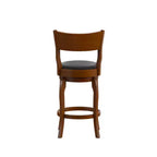 Sgabello da bar Nichola classico girevole aperto sul retro, altezza bancone, con struttura in legno curvato e seduta imbottita, di qualità commerciale