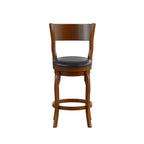 Sgabello da bar Nichola classico girevole aperto sul retro, altezza bancone, con struttura in legno curvato e seduta imbottita, di qualità commerciale