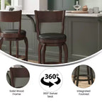 Sgabello da bar Nichola classico girevole aperto sul retro, altezza bancone, con struttura in legno curvato e seduta imbottita, di qualità commerciale