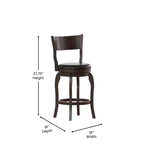 Sgabello da bar Nichola classico girevole aperto sul retro, altezza bancone, con struttura in legno curvato e seduta imbottita, di qualità commerciale