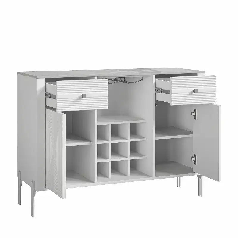 Mobile bar da 42" con motivo a trama e piano d'appoggio effetto marmo