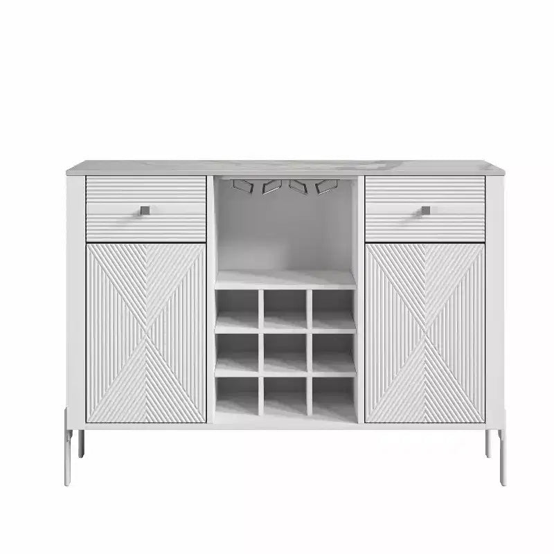 Mobile bar da 42" con motivo a trama e piano d'appoggio effetto marmo