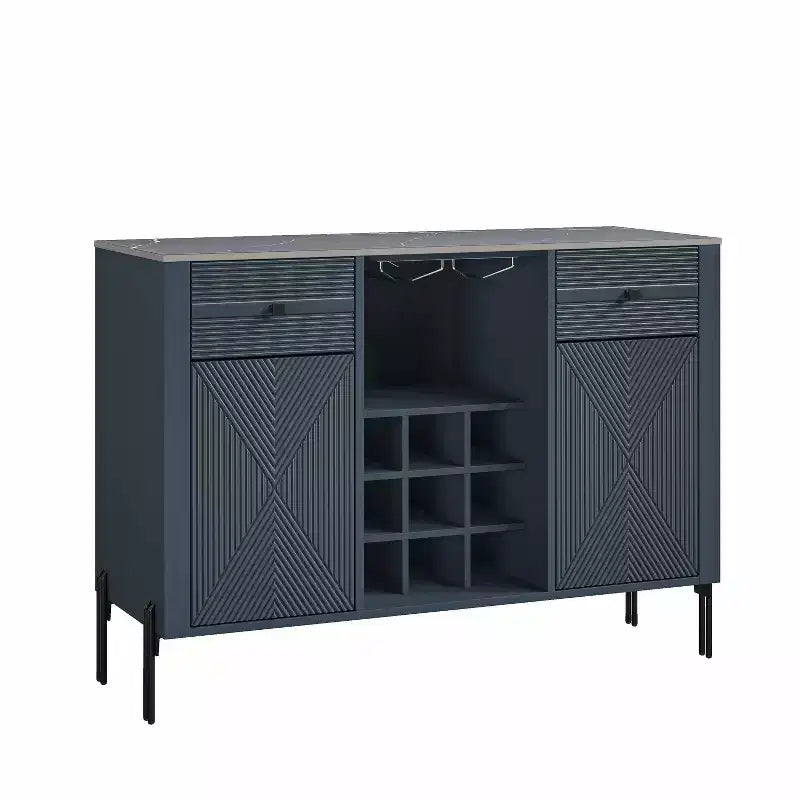 Mobile bar da 42" con motivo a trama e piano d'appoggio effetto marmo