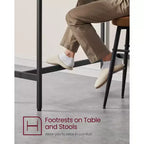 Tavolo stretto e lungo, da cucina e sala da pranzo, alto da pub, robusta struttura in metallo, design industriale, 40 x 120 x 90 cm
